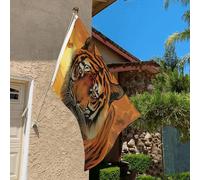 Bandiera 3 x 2 Ft Resistente allo sbiadimento Bandiere decorative per esterni Banner Sol Levante Tigre Bandiere da giardino Bandiera a doppia faccia Bandiera da parete con occhielli in ottone