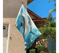 Bandiera 3 x 2 Ft Resistente allo sbiadimento Bandiere per esterni Banner decorativo bacio delfino Racconto Bandiere da giardino Bandiera a doppia faccia Bandiera da parete con occhielli in ottone