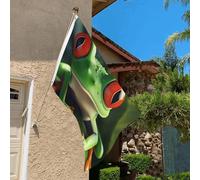 Bandiera 3 x 2 Ft resistente allo sbiadimento bandiere per esterni Banner decorativo carino rana bandiere da giardino bandiera doppia faccia bandiera da parete con occhielli in ottone sfondo