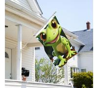 Bandiera 3 x 2 Ft Resistente allo sbiadimento Bandiere per esterni Banner decorativo carino rana Bandiere da giardino Bandiera a doppia faccia Bandiera da parete con occhielli in ottone Divertente