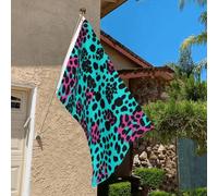 Bandiera 3 x 2 Ft resistente allo sbiadimento bandiere per esterni Banner decorativo carino turchese leopardo bandiere da giardino bandiera doppia faccia bandiera da parete con occhielli in ottone