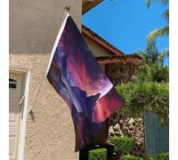 Bandiera 3 x 2 Ft resistente allo sbiadimento bandiere per esterni Banner decorativo cielo viola pianeta bandiere da giardino bandiera doppia faccia bandiera da parete con occhielli in ottone sfondo