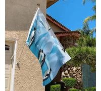 Bandiera 3 x 2 Ft Resistente allo sbiadimento Bandiere per esterni Banner decorativo Pinguini sull'iceberg Bandiere da giardino Bandiera a doppia faccia Bandiera da parete con occhielli in ottone