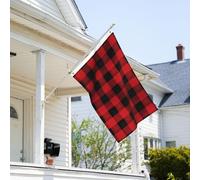 Bandiera 3 x 2 Ft Resistente allo sbiadimento Bandiere per esterni Banner decorativo Rosso Nero Buffalo Check Plaid Pattern Bandiere da giardino Bandiera da parete a doppia faccia Bandiera da parete