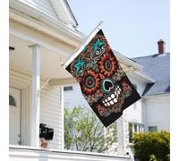 Bandiera 3 x 2 Ft resistente allo sbiadimento bandiere per esterni Banner decorativo Sugar Skulls Day of the Dead Garden Flags Double Sided House Flag Wall Flag with Brass Grommets Funny Background