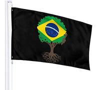 Bandiera 3 X 5 Albero Della Vita Con Bandiera Del Brasile Bandiere Traslucide Singolo Strato 100% Poliestere 90 X 150 Cm