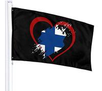 Bandiera 3 X 5 Bandiera della Finlandia a forma di cuore 100% poliestere Bandiere traslucide monostrato 90 x 150 cm - Striscione 3' X 5'