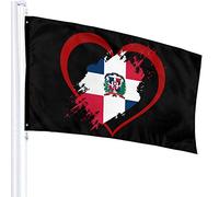 Bandiera 3 X 5 Bandiera della Repubblica Dominicana a forma di cuore 100% poliestere Bandiere traslucide monostrato 90 x 150 cm - Striscione 3' X 5'