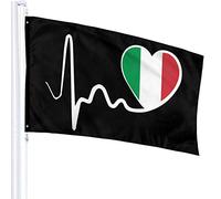 Bandiera 3 X 5 Bandiera Italiana Heartbeat-1 Bandiere Traslucide Singolo Strato 100% Poliestere 90 X 150 CM - Striscione 3' X 5'
