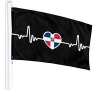 Bandiera 3 X 5 Bandiera Repubblica Dominicana Heartbeat Line Heart-1 100% Poliestere Singolo Strato Bandiere Traslucide 90 X 150 Cm - Striscione 3' X 5'