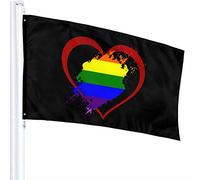 Bandiera 3 x 5 bandiere LGBT a forma di cuore Bandiere traslucide monostrato in poliestere 100% 90 x 150 cm
