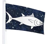 Bandiera 3 X 5 Bianco Pesce Sagoma 100% Poliestere Singolo Strato Bandiere Traslucide 90 X 150 Cm