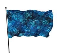 Bandiera 3 x 5 Ft Acquerello Blu Tartaruga Marina Colori Vividi Striscione Sport All'aperto, Resistente allo sbiadimento, Bandiera da cortile in poliestere con 2 occhielli in ottone per interni ed