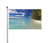 Bandiera 3 x 5 Ft Aitutaki laguna, Isole Cook Bandiera Casa Bandiera Divertente Festività Banner Doppio Lato Verticale Esterno Bandiera Estiva Giardino Estivo Bandiere con Occhielli in Ottone Grande