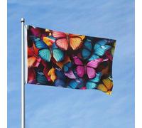 Bandiera 3 x 5 Ft Bandiera da giardino Bandiera per esterni Bandiera verticale a doppia faccia Farfalle colorate per tutte le stagioni Bandiere per cortile Decorazione esterna Holiday Banner segno