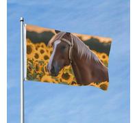 Bandiera 3 x 5 Ft Bandiera da giardino Bandiera per esterni Bandiera verticale a doppia faccia Giallo Girasole Cavallo Tutte le Stagioni Bandiere per Cortile Decorazione Esterna Banner Cartello
