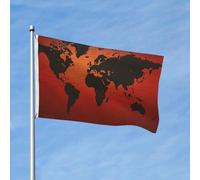Bandiera 3 x 5 Ft Bandiera da giardino Bandiera per esterni Bandiera verticale a doppia faccia Rosso e Marrone Mappa del mondo Tutte le stagioni Bandiere per Cortile Decorazione Esterna Banner