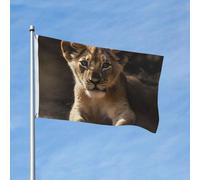 Bandiera 3 x 5 Ft Bandiera da giardino Bandiera per esterni Bandiera verticale su due lati Giovane Leone Tutte le Stagioni Bandiere per Cortile Decorazione Esterna Banner Cartello