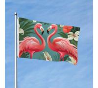 Bandiera 3 x 5 Ft Bandiera da giardino Bandiera per esterni Bandiera verticale su entrambi i lati Floreale Flamingo Botanica Tutte le Stagioni Bandiere per Cortile Decorazione Esterna Vacanza Banner