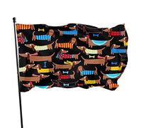 Bandiera 3 x 5 Ft Bassotti con panno diverso Colori vivaci Outdoor Sport Banner Bandiera in poliestere resistente allo sbiadimento con 2 occhielli in ottone per interni ed esterni decorazione della