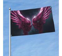 Bandiera 3 x 5 FT Belle ali tra le stelle bandiere divertenti vacanze giardino bandiere per tutte le stagioni bandiera per tutte le stagioni bandiera per dormitorio camera decorazione feste all'aperto