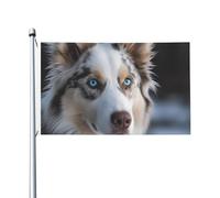 Bandiera 3 x 5 Ft Cane dagli occhi azzurri Bandiera Casa Divertente Banner Vacanze Banner Doppio Lato Bandiera Verticale Esterna Bandiere da giardino Estivo con occhielli in Ottone Grande Bandiera da