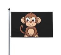 Bandiera 3 x 5 Ft Cartoon marrone scimmia bandiera casa divertente festa banner doppio lato verticale all'aperto bandiere estive giardino con occhielli in ottone grande cortile bandiera per esterni