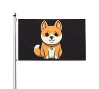 Bandiera 3 x 5 Ft Cartoon Shiba Inu Bandiera Casa Bandiera Divertente Festività Banner Doppio Lato Verticale Esterna Bandiera Estiva Giardino Bandiere con Occhielli in Ottone Grande Yard Bandiera per