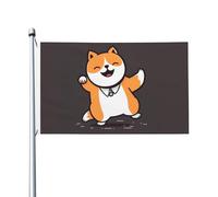 Bandiera 3 x 5 Ft Cartoon Shiba Inu che balla Bandiera Casa Bandiera Divertente Festività Banner Doppio Lato Verticale Esterna Bandiera Estiva Giardino Bandiere con Occhielli in Ottone Grande Bandiera