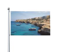 Bandiera 3 x 5 Ft Coastal of Malta Bandiera Casa Bandiera Divertente Festività Banner Doppio Lato Bandiera Verticale Esterna Bandiere Giardino Estivo con Occhielli in Ottone Grande Yard Bandiera per