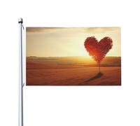 Bandiera 3 x 5 Ft Cuore Albero Nel Campo Bandiera Casa Bandiera Divertente Festa Banner Doppio Lato Verticale Esterna Bandiera Estiva Giardino Bandiere con Occhielli in Ottone Grande Yard Bandiera per