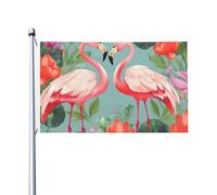 Bandiera 3 x 5 Ft Flamingo Love Flowers Flag House Flag Funny Holiday Banner Double Sided Vertical Outdoor Flag Summer Garden Bandiere con occhielli in ottone Grande Bandiera da cortile per esterni e