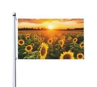 Bandiera 3 x 5 Ft Girasole Campo Tramonto Bandiera Casa Divertente Banner Vacanze Banner Doppio Lato Verticale Esterna Bandiere Giardino Estivo con Occhielli in Ottone Grande Bandiera da Giardino per