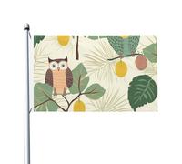 Bandiera 3 x 5 Ft Gufi su un ramo Bandiera per la casa Divertente Banner per le vacanze Bandiera verticale su entrambi i lati Bandiere da giardino estive con occhielli in ottone Grande Bandiera da