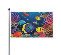 Bandiera 3 x 5 Ft Il mondo sottomarino Pesci Tropicali Bandiera Casa Bandiera Divertente Festività Banner Doppio Lato Verticale Esterna Bandiera Estiva Giardino Bandiere con Occhielli in Ottone Grande