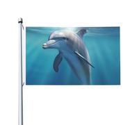 Bandiera 3 x 5 Ft inverno il delfino Bandiera Casa Bandiera Divertente Vacanza Banner Doppio Lato Verticale Esterna Bandiera Estiva Giardino Bandiere con Occhielli in Ottone Grande Yard Bandiera per