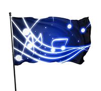 Bandiera 3 x 5 Ft Nero Blu Musica Colori Vividi Outdoor Sport Striscione, Resistente allo sbiadimento, Bandiera da cortile in poliestere con 2 occhielli in ottone per esterni e interni