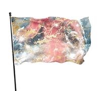 Bandiera 3 x 5 Ft oro rosa galassia colori vivaci all'aperto sport banner, resistente allo sbiadimento bandiera da cortile in poliestere con 2 occhielli in ottone per esterni interni decorazione casa