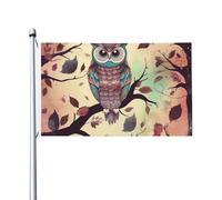 Bandiera 3 x 5 Ft Owl albero ramo bandiera casa bandiera divertente festa banner doppio lato verticale all'aperto bandiere estive giardino con occhielli in ottone grande bandiera cortile per esterni
