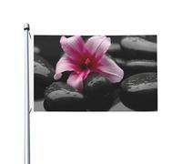 Bandiera 3 x 5 Ft Pietre Nere Fiore Bandiera Casa Divertente Banner Vacanze Banner Doppio Lato Verticale Esterna Bandiere da giardino Estivo con Occhielli in Ottone Grande Bandiera da cortile per