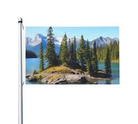 Bandiera 3 x 5 Ft Spirit Island in Lake Flag House Flag Funny Holiday Banner Double Sided Vertical Outdoor Flag Summer Garden Bandiere con occhielli in ottone Grande Bandiera da cortile per esterni e