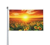 Bandiera 3 x 5 Ft Tramonto da sogno di un campo di girasole Bandiera per la casa Divertente Bandiera per le vacanze Banner verticale su entrambi i lati Bandiera da giardino estivo con occhielli in