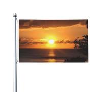Bandiera 3 x 5 Ft Tramonto Hawaii Beach Flag House Flag Funny Holiday Banner Double Sided Vertical Outdoor Flag Summer Garden Bandiere con occhielli in ottone Grande Bandiera da cortile per esterni e