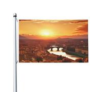 Bandiera 3 x 5 Ft Vista Tramonto Bandiera Casa Divertente Banner Vacanze Banner Doppio Lato Verticale Esterna Bandiere Giardino Estivo con Occhielli in Ottone Grande Bandiera da Giardino per Esterni