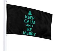 Bandiera 3 X 5 Keep Calm And Be Merry Christmas-3 Bandiere Traslucide Singolo Strato 100% Poliestere 90 X 150 Cm - Striscione 3' X 5'