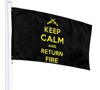 Bandiera 3 X 5 Keep Calm And Return Fire 100% Poliestere Singolo Strato Bandiere Traslucide 90 X 150 Cm - Striscione 3' X 5'