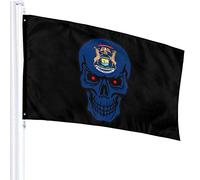 Bandiera 3 X 5 Michigan State Flag Cranio 100% Poliestere Bandiere Traslucide Singolo Strato 90 X 150 Cm - Banner 3' X 5'
