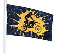 Bandiera 3 x 5 Motocross Dirt Bike Rider Bandiere traslucide monostrato 100% poliestere 90 x 150 cm - Banner 3' X 5'