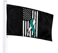 Bandiera 3 X 5 Nastro Cancro Cervicale Bandiera USA Consapevolezza 100% Poliestere Singolo Strato Bandiere Traslucide 90 X 150 Cm - Striscione 3' X 5'