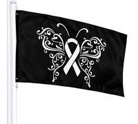 Bandiera 3 X 5 Nastro Cancro Polmonare 100% Poliestere Singolo Strato Bandiere Traslucide 90 X 150 Cm - Striscione 3' X 5'